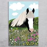 Piebald Horse Picture Ceramic Tile Plaque Sign Wall Art Kate Pearson 30x20cm