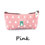 Pencil Case Owl Canvas Bag Storage Pouch Pink