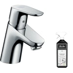 Mitigeur lave-mains Hansgrohe Focus 70 sans tirette ni vidage chrome + nettoyant Briochin