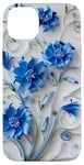 Coque pour iPhone 14 Plus Fleur Bleu Bleuet Floral Nature Femme Filles Fleurs