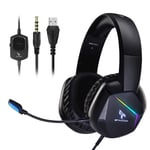 SOMiC Gaming Headset for PS4, xbox one with RGB Rainbow LED, Surround Sound, Over Ear 3.5MM Headphone with Noise Canceling Mic Volume Control for Nintendo Switch, PC, PS5, Laptop