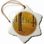 3dRose USA, Oregon, Portland, American Linden Trees in Fall Snowflake Ornament, Porcelain, Multi-Colour, 3-Inch