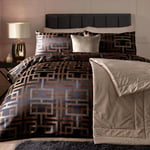 Shimmer Bardon Jacquard Duvet Cover Geometric Quilt Bedding Set Black Gold King