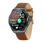 Knauermann Pro 3 (2024) Noir - Montre Santé Smartwatch avec Fonction Téléphone - ECG + HRV et Fonction SOS - Écran AMOLED BT Bluetooth - Apnée du Sommeil - Bracelet en Cuir Véritable Brun 14 -,