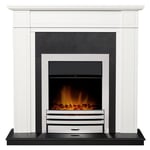 Adam Georgian Fireplace in Pure White & Black with Eclipse Electric Fire in C...