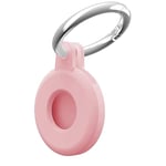 Msagkah Étui AirTag en Silicone avec Porte-Clés, Support pour Traceur GPS AirTag, Housse Protectrice Anti-Rayures pour Bagages, Collier de Chien, Clés (Rose)