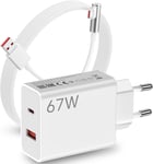 67w Chargeur+45w Pd Chargeur Rapide Adaptateur Chargeur Turbo Avec Câble Usb C 90 Degrés 1m Pour Xiaomi 14 13t 13 12s Ultra 12lite, Note 13 12 11s 10 Pro,Mi 11 Ultra 11i 10t Lite,Poco X6 M6 F5 X5