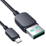 iPhone Lightning USB-kaapeli 2.4A 480Mbps, 2m, musta