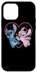 Coque pour iPhone 12 mini Disney Lilo et Stitch Angel Heart Kisses