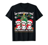 Oh Christmas Tree Your Ornaments Are History Cats Tree Snow T-Shirt