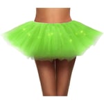 Grön LED-belysning Dam Classic 5-lagers Tulle Tutu Kjole