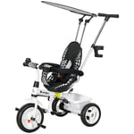 HOMCOM 6-i-1 trehjuling skjutstång Trehjuling för barn Avtagbar solskydd Justerbar balans Cykelkopphållare Korg 1-5 år Vit |