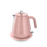 De'Longhi Eclettica Classic Style Electric Kettle Stainless Steel 1.7L Pink