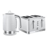 Russell Hobbs Inspire Kettle & 4 Slice Toaster Set White