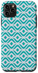 iPhone 11 Pro Max Turquoise Blue Aqua Round Smooth Wavy Rhombuses Pattern Case