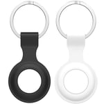 D-Rings 2 Pack Silicone Protective Case Compatible with Apple AirTags, Soft Silicone Case Anti-Scratch Protective Skin Cover for Tracker Bluetooth Tracker Accessories (Black&White - 2PCS)