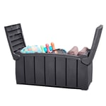 322L Large Capacity Multipurpose Black Garden Storage Box With A Butterfly Lid