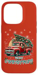 Coque pour iPhone 14 Pro Red Truck Vintage Wagon Sapin de Noël Pyjama Famille Noël