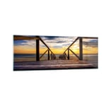 Impression sur Verre 140x50cm Tableaux Plage oc�an sable pont en bois