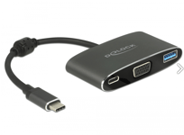 DELOCK – Adapter USB Type-C male > VGA female (DP Alt Mode) + USB Type-A + USB Type-C PD (62992)