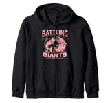 Battling Giants in the Stream Salmon Fishing Zip Hoodie