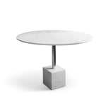 Friends & Founders - Knockout Dining Table Square Base, White Marble - Chrome Stem - Spisebord - Ida Linea Hildebrand - Hvit - Metall/Stein