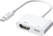 Adapter Usb Joyroom Joyroom Adapter Przejściówka Ze Złącza Lightning (Męski) Na Cyfrowe Hdmi (Żeński) + Lightning (Żeński) Fullhd 1080P 60Hz Biały (S-H141 White)