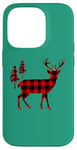 Coque pour iPhone 14 Pro Red Buffalo Reindeer Buck Christmas Decor Plaid Pattern