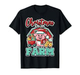 Christmas on the Farm Pig Santa Hat Barn Holiday Animal T-Shirt