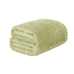 Dreamscene Luxury Waffle Popcorn Mink Soft Warm Throw Over Sofa Bed Blanket - 150 x 200cm - Sage Green