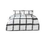 The Linen Yard Ensemble de Couverture de Couette Mohair Check Duvet, Coton, Natural/Black, 137 x 200 cm