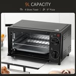 Mini Oven 9L Countertop Electric Grill Toaster Pizza 750W Timer Adjustable Black