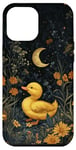 Coque pour iPhone 12 Pro Max Cottagecore Jaune Canard Lune Fleurs