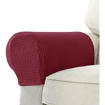 Set med 2 Jacquard Stretch Soffa Armstöd Armstödsskydd Halksäkra Möbelskydd Armstödsskydd för Soffa Recliner Vinröd Burgundy