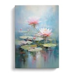 Lotus Flower Impressionism No.3 Canvas Print for Living Room Bedroom Home Office Décor, Wall Art Picture Ready to Hang, 30x20 Inch (76x50 cm)