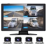 AWESAFE Machine Tout-en-Un de Surveillance des camions avec Écran HD 10.1 Pouces, caméras étanches de 4 Voies,Surveillance du stationnement,Caméra de recul avec résolution vidéo 4K