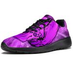 Purple Sugar Skull with Hibiscus Flower Mens Trainers Slip on Lightweight Running Shoes Outdoor Breathable Sneakers Mesh Casual Walking