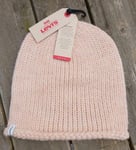 LEVI STRAUSS 25% Wool Light Peach BEANIE HAT Womens Femme Made In Italy LEVI'S