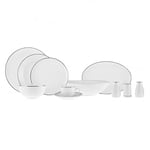 Karaca Rowan 69pcs. 12 personnes New Bone vaisselle platine, Lignes sur porcelaine, New Bone service de table, Assiettes de service, Table quotidienne, Assiette à gâteau, Assiette creuse