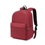 Kono Sac à dos scolaire Sac à dos collège loisir Sac de Voyage Sac d'école léger Sac de travail Daypacks Décontracté Bag College Pack pour Hommes Femmes pour Ordinateur portable de 15,4 pouces Rouge