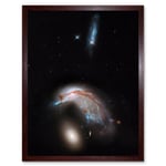 Hubble Space Telescope Image Colliding Galaxy Pair ARP 142 Spiral NGC 2936 Interacting With Elliptical NGC 2937 Art Print Framed Poster Wall Decor