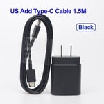 Câble noir USx1.5M-Pour Samsung Galaxy A54 A34 A33 A53 5G S22 S21 S20 Chargeur Super Rapide PD 25W EP-TA800