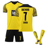 21-22 Ny Dortmund Hemma Jersey Set Barn Vuxna Fotboll Fotbollströja Trainin Jersey Suit No.7 SANCHO M