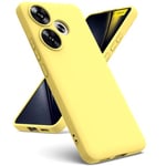 Oududianzi - Coque Compatible avec Xiaomi Poco F6 5G, [Coque Silicone Liquide] [Intérieur Microfibre] Souple Étuis en Caoutchouc Housse Antichoc Protection Bumper Coque Poco F6 5G - Jaune