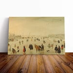 Big Box Art Canvas Print Wall Art Hendrick Avercamp A Scene on The Ice | Mounted & Stretched Box Frame Picture | Home Decor for Kitchen, Living Room, Bedroom, Hallway, Multi-Colour, 20x14 Inch