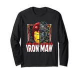 Marvel Iron Man Tony Stark Tech Beneath the Helmet & Logo Long Sleeve T-Shirt