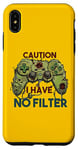 Coque pour iPhone XS Max Drôle sarcastique Gamer Humour Caution I have no filter joke