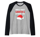 Guess What Santa's Bringing Christmas Hat Gender Reveal Raglan Baseball Tee