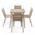 Ensemble table de jardin et 4 chaises en métal taupe - Palavas - Taupe