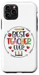 Coque pour iPhone 11 Pro Best Teacher Ever Crayon Apple Heart Book